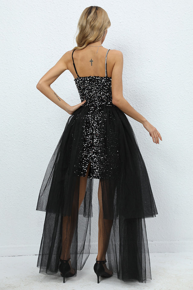Ariel Black Sequin Diamante Dress