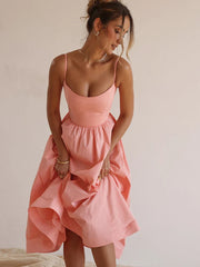 Elegant A-Line Pink Spaghetti Strap Party Dress for Women