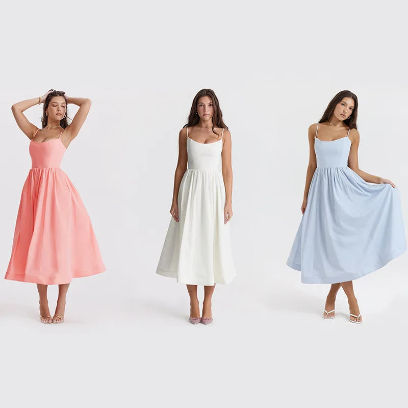 Elegant A-Line Pink Spaghetti Strap Party Dress for Women