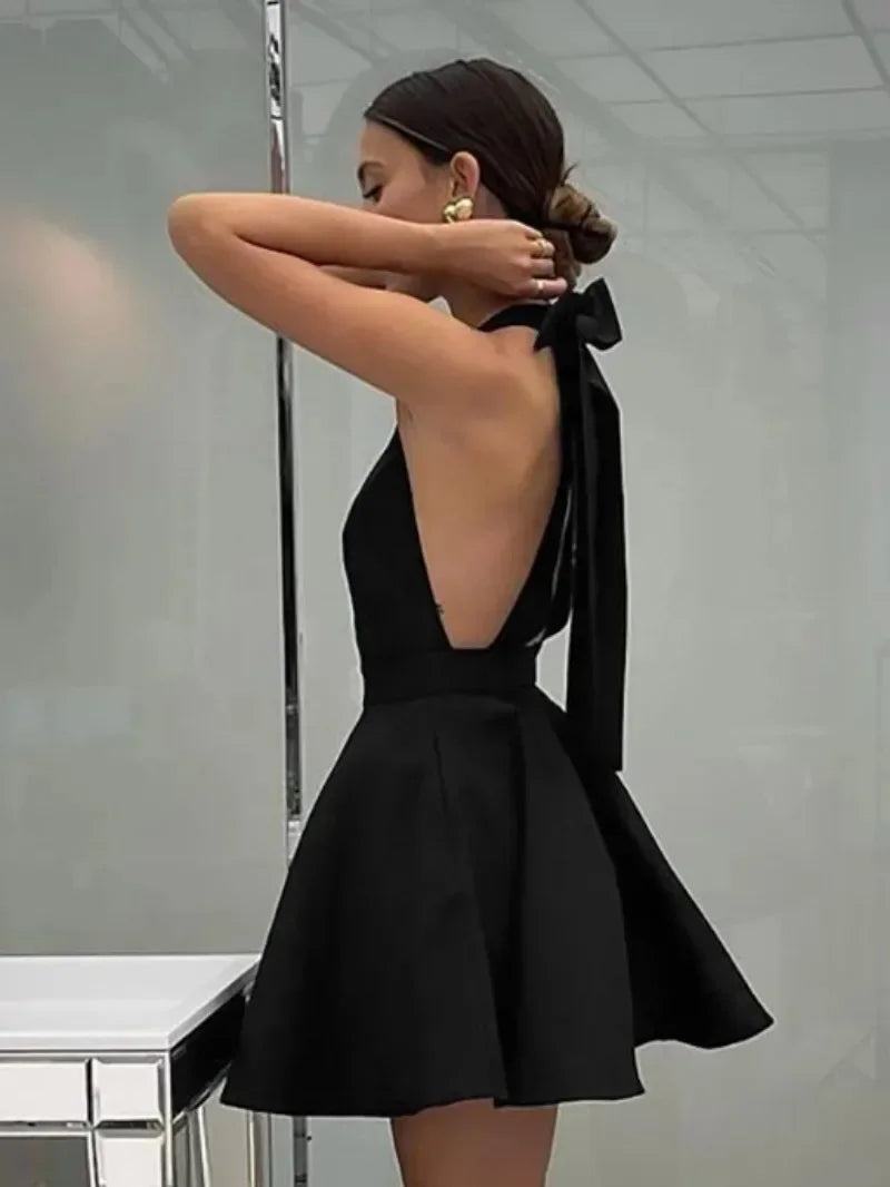 Women’s Sleeveless High Waist Backless Party Dress