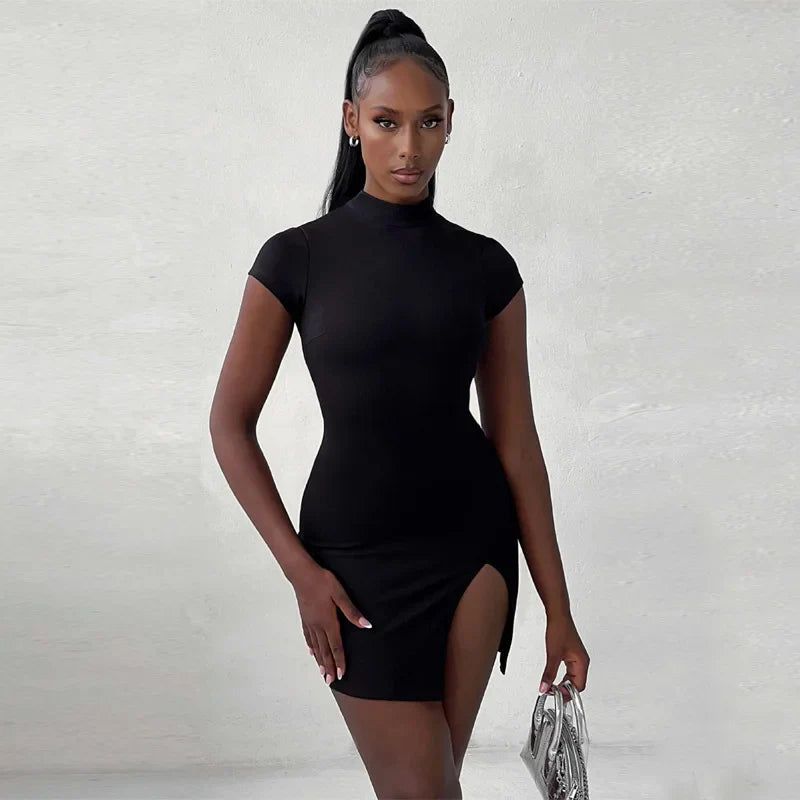 Women’s Black Mini Bodycon Dress for Summer Party