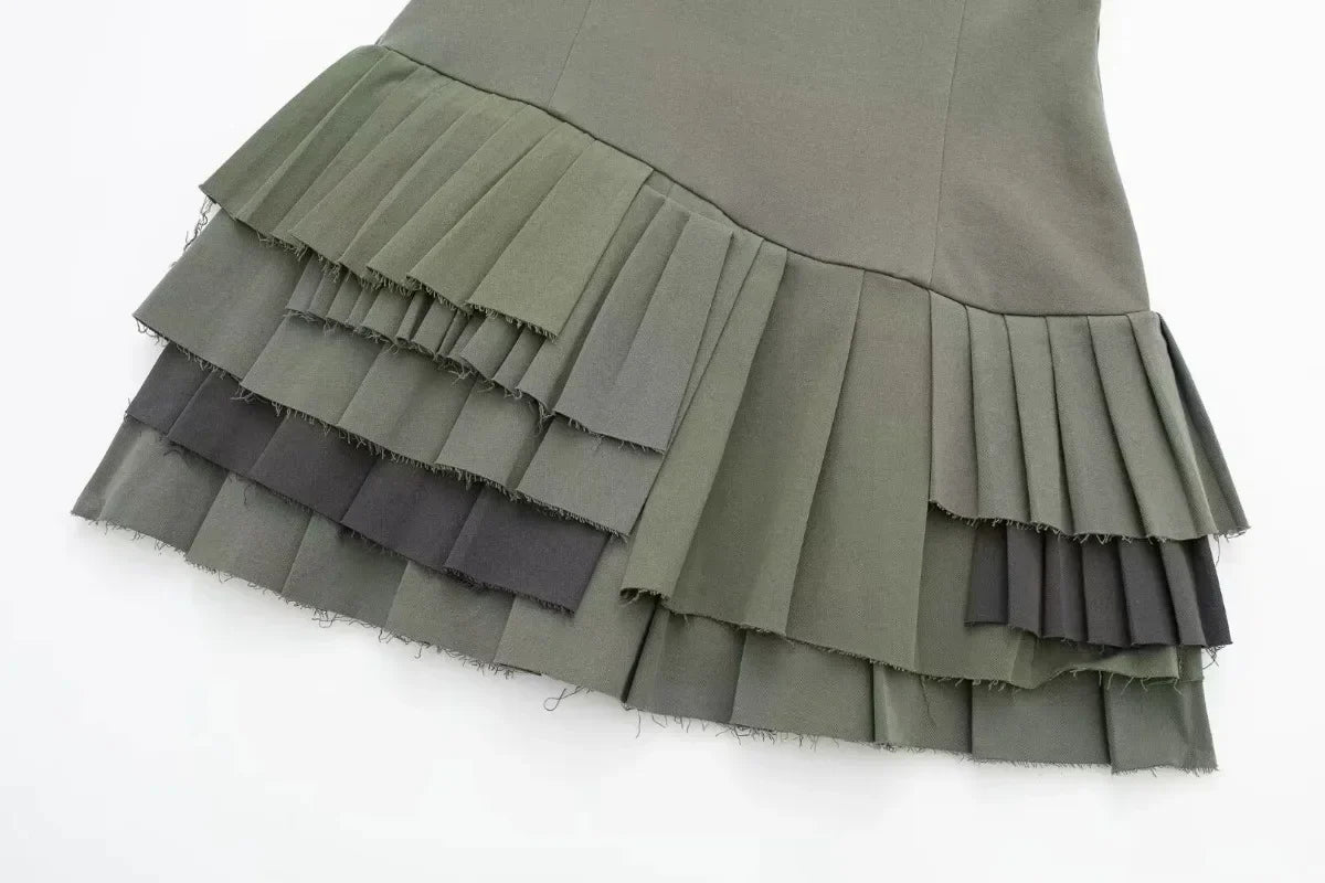 Elegant Green Slip Dress - Square Collar Sleeveless Mini for Women