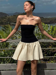 Elegant Backless Pleated Mini Dress for Summer Parties