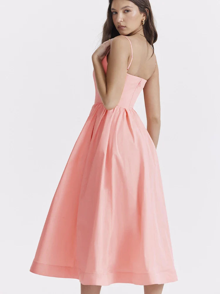 Elegant A-Line Pink Spaghetti Strap Party Dress for Women