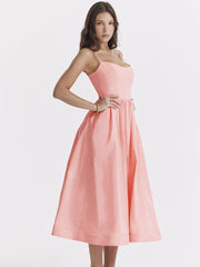 Elegant A-Line Pink Spaghetti Strap Party Dress for Women