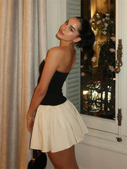 Elegant Backless Pleated Mini Dress for Summer Parties