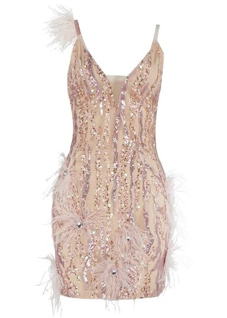 Antonella Mini Feather Sequin Dress